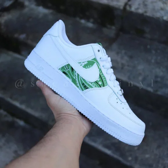 Nike Shoes Nike Air Force Low Green Apple Bandana Custom Nwt Poshmark